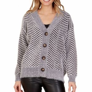 Grey and white Chevron Cardigan
